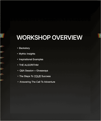 Workshop overview slide with key topics for entrepreneurs and startups.