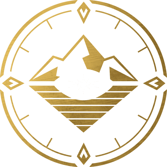 Logo of a mountain compass representing entrepreneurship and navigation.